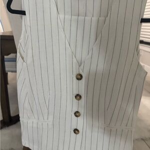 JustFab White Pinstripe Vest